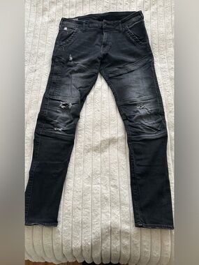G-Star Slim Black Ripped Skinny Jeans